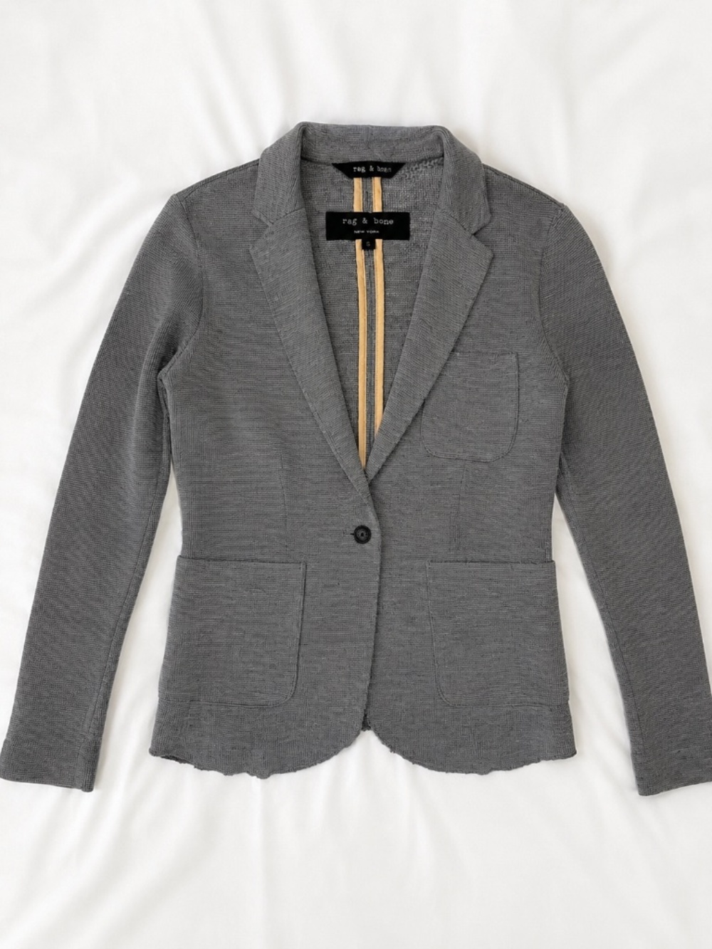 Rag & Bone 100% Merino Wool Gray Knit Blazer Size S